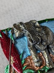 vintage USA made ELEPHANT belt buckle 1980s enamal BRASS animal AFRICAN cowboy