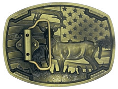 Deer USA American Flag Animal Hunter Enameled Belt Buckle New