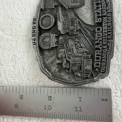 Vintage 1987 C&J Inc Durango Silverton Narrow Gauge Railroad Pewter Belt Buckle