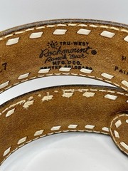 Vtg 1984 Arroyo GrandeBelt Buckle Hawaii Islands w Brown Tru-West Rockmount Belt
