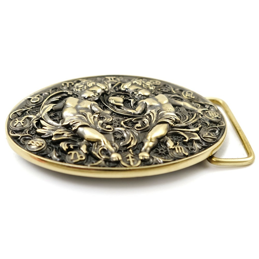 Gemini belt buckle, Twins Horoscope Astrological Zodiac Sign solid belt buckle