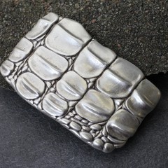 Croco Look Belt Buckle Antique Silver – Textured Embossed, For DIY Belts