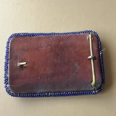Vintage Hand Made Native American Tribal Leather Back Seed Bead Belt Buckle