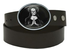 Santa Muerte Day of the Dead Sugar Skull Handmade Belt Buckle