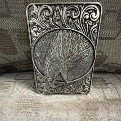 Men&rsquo;s Western Eagle Belt Buckle, Silver Tone Metal Engraved Rectangular 1.5in