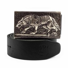 German silver belt buckle « Werewolf », Military buckle, Animal Grey Wolf buckle