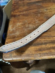 Handmade Patriotic Western Belt 30-Eagles-Brn/White-Blue-Stitches-Buckle-Leather