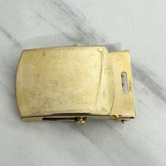 Vanguard Vintage Military Web Clamp Belt Buckle Gold Tone Made in USA Signed