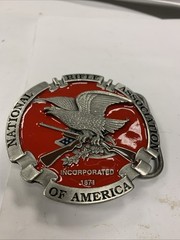 National Rifle Association Of America NRA Eagle Red Belt Buckle USA