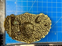 Dimensional Skull Head With Wings And Flowers – Raised Metal Belt Buckle