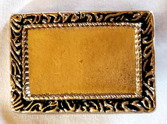 VTG Blank Belt Buckle Twisted Geometric Plate Art Deco Silver Tone Metal 1.75&Prime;