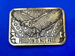 Freedom is Not Free Flying Eagle Stars Stripes Patriot 2014 Sponsor Belt Buckle
