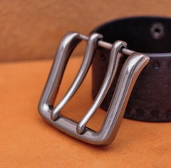 Heavy Solid Silver Double Tongue Pin Prong DIY Belt Buckle Fits 39MM Belt Straps