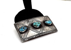 NATIVE AMERICAN NAVAJO KEE JOE BENALLY CARVED STAMPED SILVER BELT BUCKLE