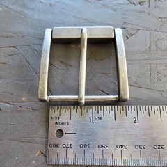 Single Prong Belt Buckle Mens Silver 1.5 Square Roller Replacement Casual Retro