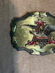 Used Iconic Anheuser Busch Flying Eagle Logo Belt Buckle. Raintree Buckles