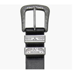 True Religion Palomo Western Belt Black Croc Embossed Silver Buckle Size 36 NWT