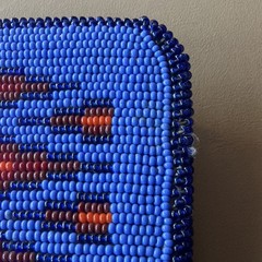 Vintage Hand Made Native American Tribal Leather Back Seed Bead Belt Buckle