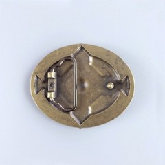 Vintage Bronze Plated Cross Celtic Knot Southwest Enamel Oval Belt Buckle
