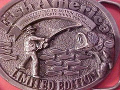 NICE Oval Fish America Limited Edition Belt Buckle Mens 2 3/4&Prime; X 2 1/4&Prime; M700