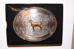 Crumrine Trophy Buckle Oval Gold SHEEP Ribbons Belt Buckle 38678