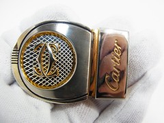 Vintage Cartier 2C & Gucci GG Men&rsquo;s Unisex Clothing Belt Buckle 2pcs set