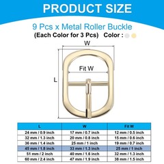 12Pcs 1&Prime; Single Prong Metal Roller Pin Belt Buckles Silver/Light Gold
