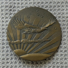 Vintage Solid Brass American Eagle Sunrise Western Belt Buckle Made in USA