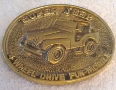 Super-Jeep 4-Wheel Drive Fun-Mobile 1970s Solid Brass Vintage Belt Buckle