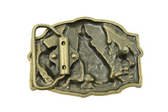 Wolf Howling Western Bronze Plated Metal Belt Buckle