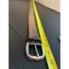 Cole Haan mens solid brass buckle brown leather belt old money preppy wedding