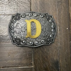 Metal Zinc Alloy Belt Buckle Western Cowboy Casual Fashion Style Gold Letter D