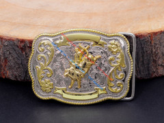 ROCK BULL RIDE RODEO LONG RODEO BIG COWBOY TEXAS WESTERN SHINE BELT BUCKLE