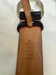 GUCCI buckle belt interlocking G hardware Made in Italy Silver Black With Box