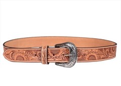 Affilare Tooled Genuine Leather Sunflower Design Western Belt With 38, Tan