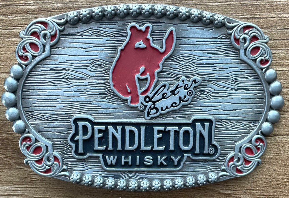 Belt Buckle Pendleton Whisky Let’er Buck Montana Silversmiths Limited Edition 4&Prime;