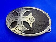 Maltese Celtic Iron Cross Gothic Punk Biker Black & Silver Color Belt Buckle