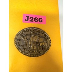 Vtg 1982 Hesston National Finals Rodeo Belt Buckle NFR All Around Cowboy Brass