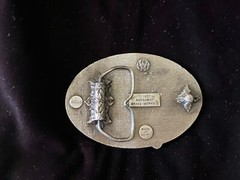 Bergamot Brass Works Bass Belt Buckle Vintage 1977 X-144. Made In USA Fishing