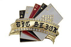 Men Women Gold Metal Casino Cards Belt Buckle Luck Royal Flush Vegas Statement