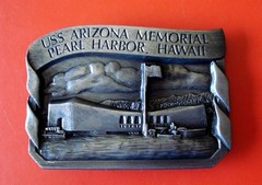 1985 VTG USS Arizona Memorial Pearl Harbor Hawaii Belt Buckle