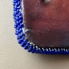 Vintage Hand Made Native American Tribal Leather Back Seed Bead Belt Buckle