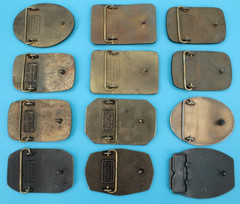 Vtg 80s/90s Hillsboro Kansas Trailers Brass Belt Buckle Lot of 12 1984 1985 1986