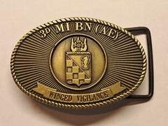3D MI BN (AE) Belt Buckle Gold Tone Winged Vigilance Military Army Brass