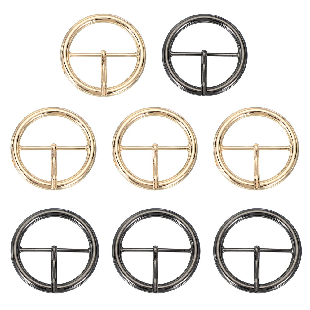 8Pcs 1.4&Prime; Single Prong Belt Buckle Metal Roller Buckle Light Gold/Black