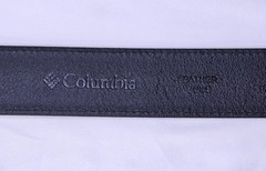 Columbia Mens Black Leather Belt Size 32&Prime;-34&Prime; Sliver Tone Buckle Casual Everyday