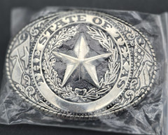 The State of Texas Flag Star Silver Belt Buckle