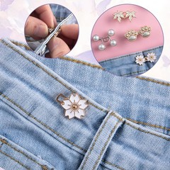 Winsyison 4pcs Pant Waist Tightener, Adjustable White & Silver