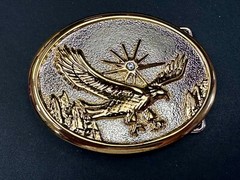 Majestic American Eagle Flying Wings Wide W/ Starburst Two Tone NOS Belt Buckle