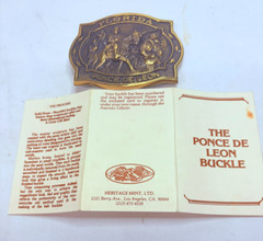 Vintage Heritage Mint Ltd Ponce de Leon Brass Belt Buckle with Papers and Pouch